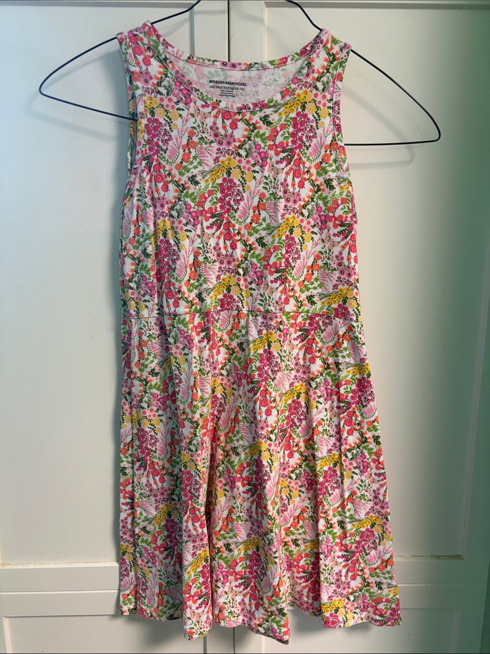Amazon Essentials Floral Scoop-Neck Top in Pink, Orange & Green